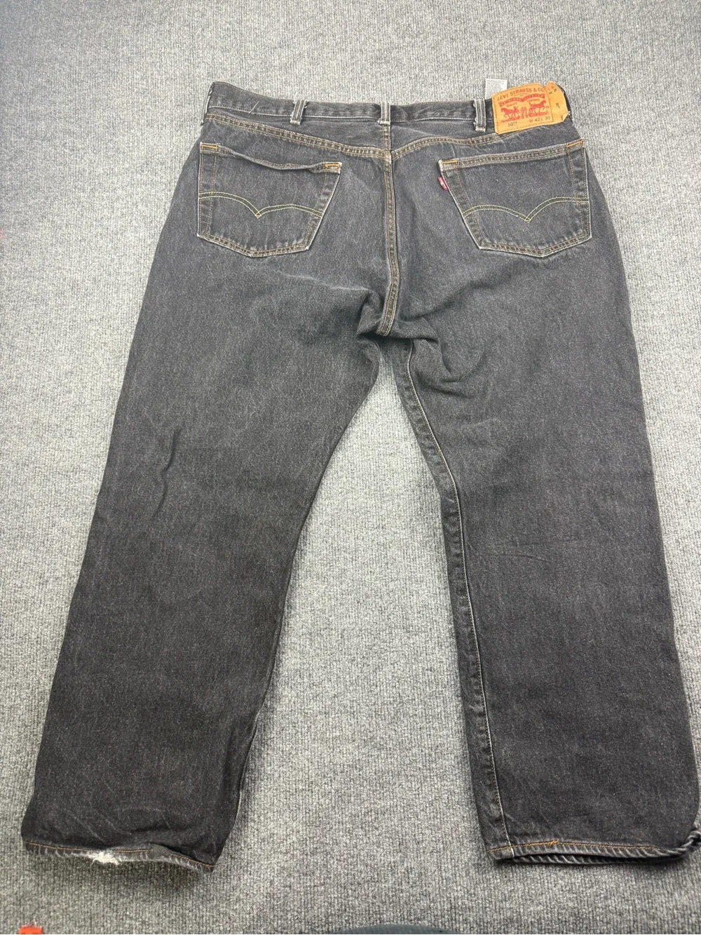 Levi's 501 Men's Black Straight Jeans, Size 42x27 (hemmed)